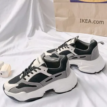 

Autumn White Platform Sneaker Sport Femme Thick Bottom Footwear Woman Platform Shoes Women's jogging Wear resistant Shoes Z1-30