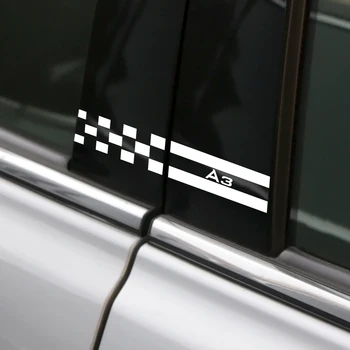 

2PCS/Set Car B Pillar Decal Auto Decoration Sports Stickers For Audi A3 8P 8V 8L Captivating Vinyl Film Stickers Car Accessories