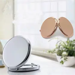1 шт.. портативное зеркало для макияжа сплошной цвет металлический круглый корпус двухсторонний всплывающее карманное зеркало Аксессуары