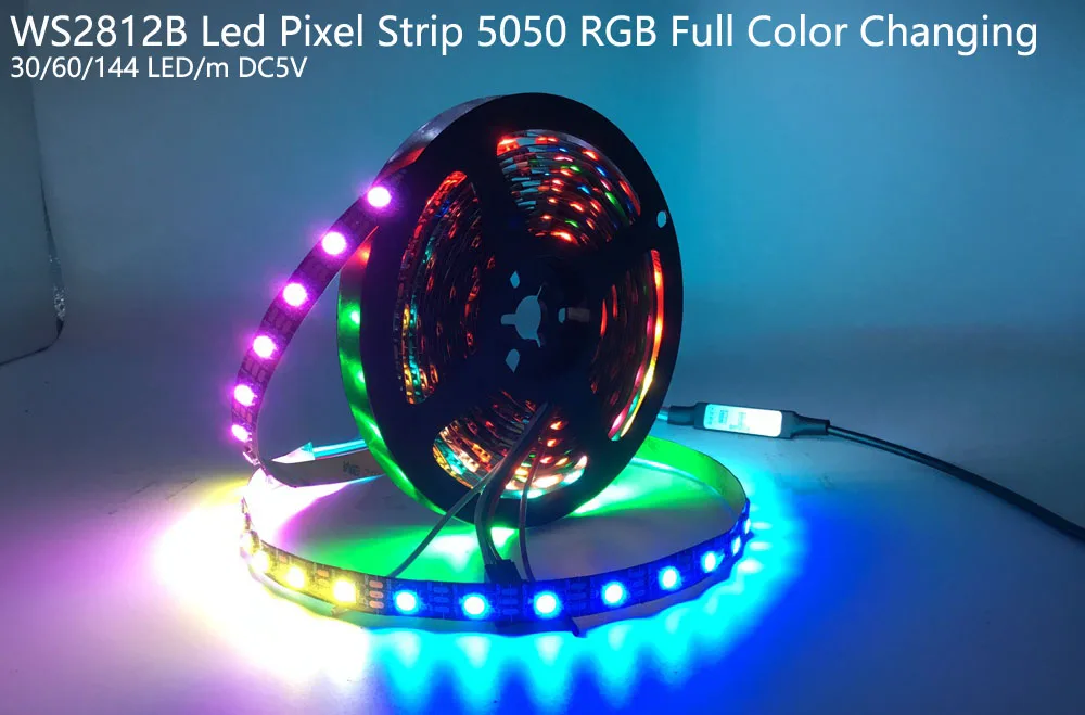 WS2812B WS2812 RGB светодиодные полосы водонепроницаемый индивидуально адресуемый умный RGB светодиодный свет для украшения дома DC5V