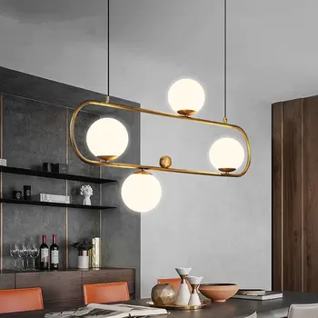 

Modern Pendant Lights Restaurant Magic Nordic Creative Bar Bean Pendant Light Dining Room Living Room Glass Ball Pendant Lamp