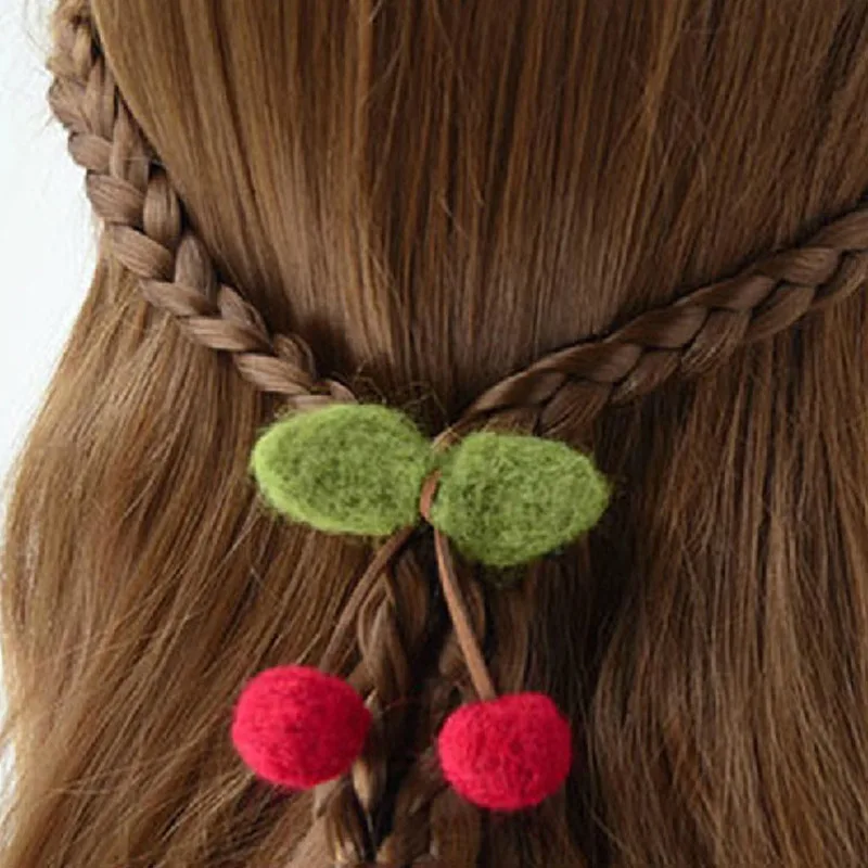 

1PC Sweet Cute Girls Cherry Bow Hairpins Ornaments Headdress Hair Clips New Charm Kids Ball Leaves Barrettes Accessory