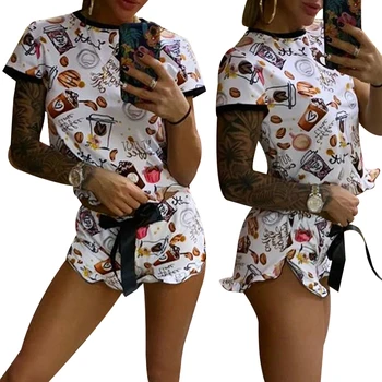 

Floral Printed Women Tracksuit 2 Piece Set Casual Bow Knot Shorts and Top Set Fashion 2 PCS Outfits Loose Tracksuit Harajuku D30