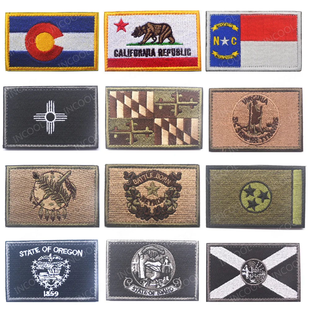California Virginia Nevada Florida Oregon USA US American State Flag Embroidered Patch Armband Military Flags Patches Badges | Дом и сад