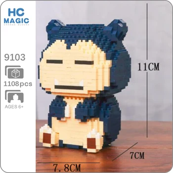 

HC 9103 Sit Snorlax Pocket Monster Animal 3D Model 1209pcs DIY Small Mini Diamond Blocks Bricks Building Toy for Children no Box
