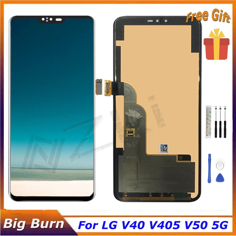 Сжигающий ЖК-дисплей 6 4 дюймов для LG V40 ThinQ сменный сенсорный экран V405 дигитайзер в