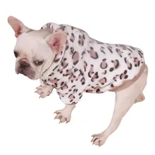 Autumn And Winter Flannel Warm 2-legged Clothes Thickening Clothing Puppy Cold-weather Leopard Print Shirt Elastic Pet