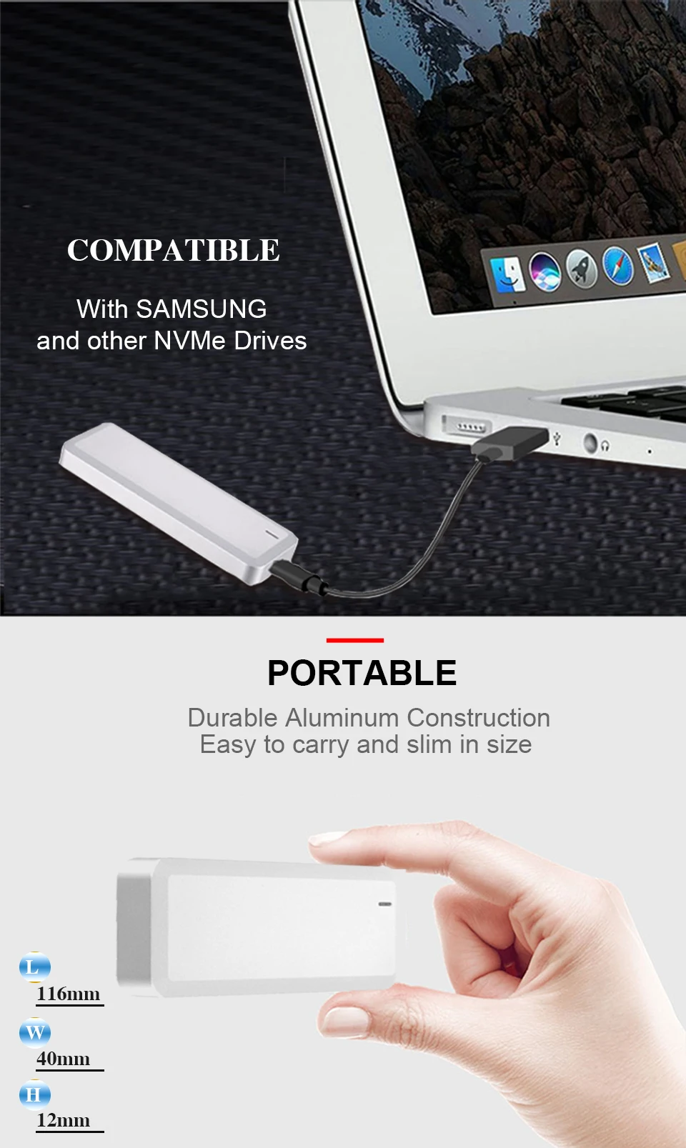 Чехол для внешнего жесткого диска uniatop USB 3,1 type-C Gen2 to M.2 NMVE SSD для жесткого диска PCIe