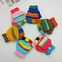 Детские перчатки, детские варежки, Детские аксессуары, полупальцевые перчатки, утепленные, милые зимние теплые вязаные перчатки для маленьких мальчиков и девочек