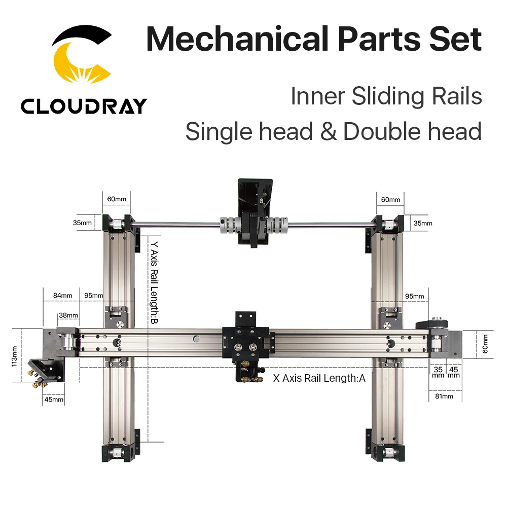 Cloudray набор механических деталей 1300*900 мм Внутренние раздвижные рельсы комплекты запасных частей для DIY 1390 CO2 лазерная гравировка машина для резки