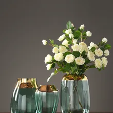 Креативная Скандинавская стеклянная Золотая ваза прозрачная Гидропоника Цветочная композиция аксессуары современные украшения для дома Свадебные вазы