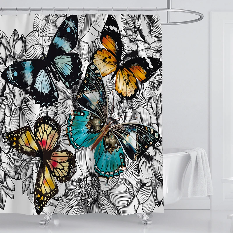 Modern Polyester Waterproof Shower Curtain Bath Bathtub Bathing Sheer Screen for Home Bathroom Cortina with 12 Hooks | Дом и сад