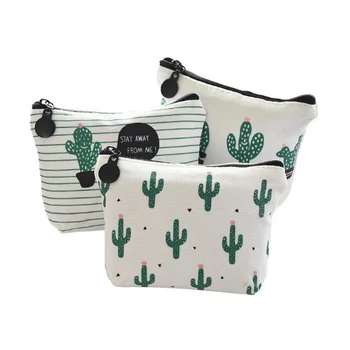 

Retro Cactus Canvas Coin Purse Small Wallet Card Key Pack Coin Bags Zipper Mini Change Pouch Earphone Holder Handbag Kids Women
