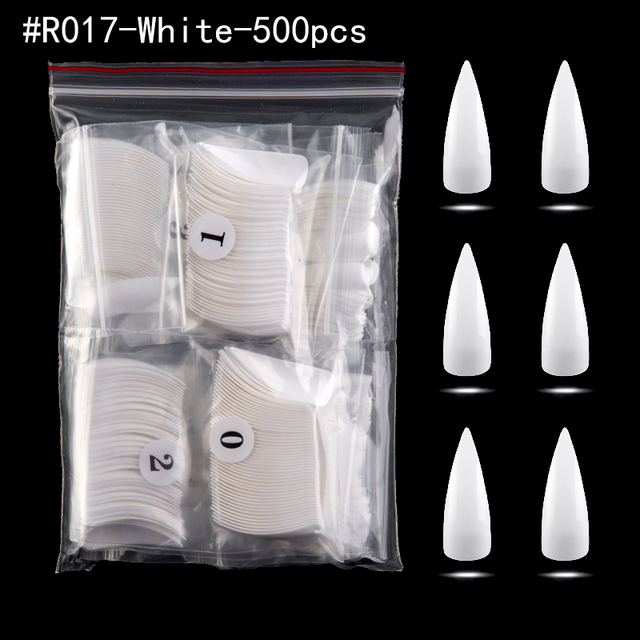 False Nails Stiletto Claw Tips Half Cover Sharp Nails Manicure Acrylic UV Gel Natural Color Long  Fake Nails #0~9size
