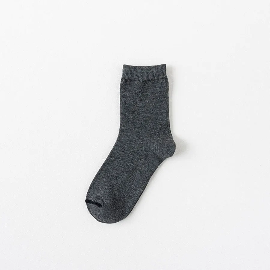 Хлопковые женские носки в полоску, одноцветные, черные, коричневые, зеленые, короткие носки в стиле Харадзюку, повседневные женские короткие носки, 1 упаковка - Цвет: Dark grey 1 pack
