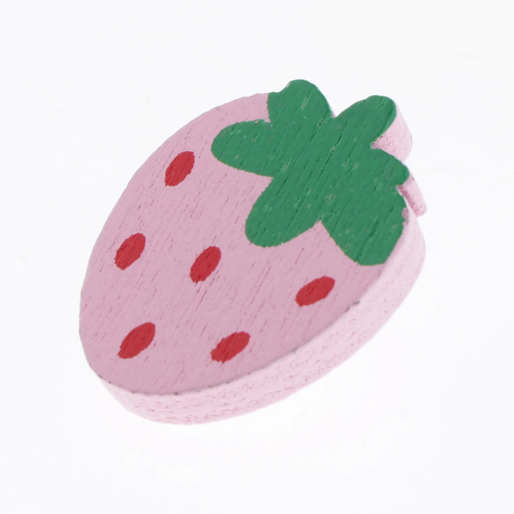 30pcs Creative Wooden Buttons, Set Basic Button for DIY Sewing, Craft Ornament, Handicrafts, Pink Strawberry