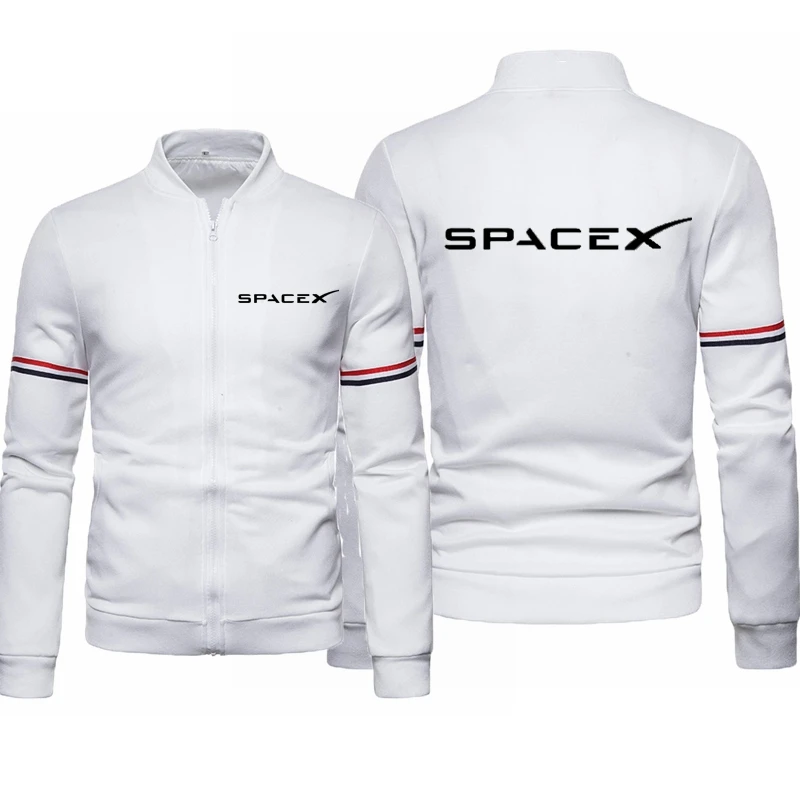 Space X Mens Baseball Jacket Autumn Fashion Cool Outwear Jacket Patchwork Stand Collar Casual Slim Fit Jackets and Coats for Men blazer coat