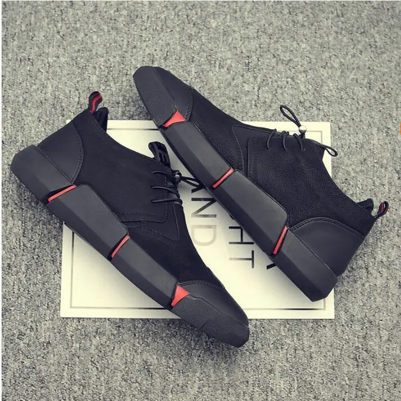 Brand High Quality All Black Men's Leather Casual Shoes Fashion Sneakers Winter Keep Warm with Fur Flats Big Size 2020 New tyu7