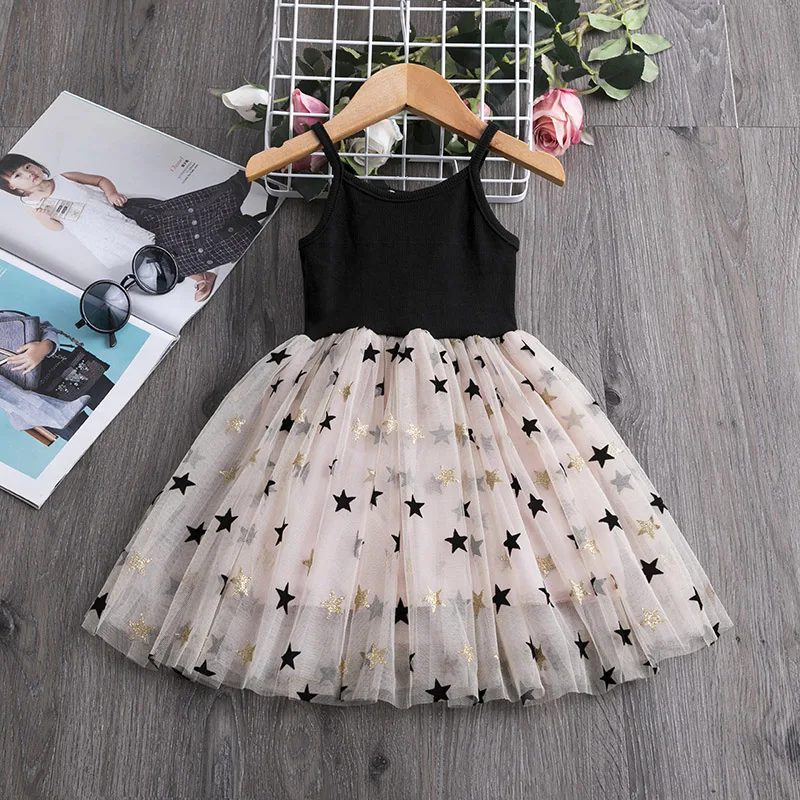 Girls Party Dress Spring Summer Children Princess Tulle Kids Sleeveless Stars Sundresses Carnival Wear 4-10 Years Vestidos | Детская