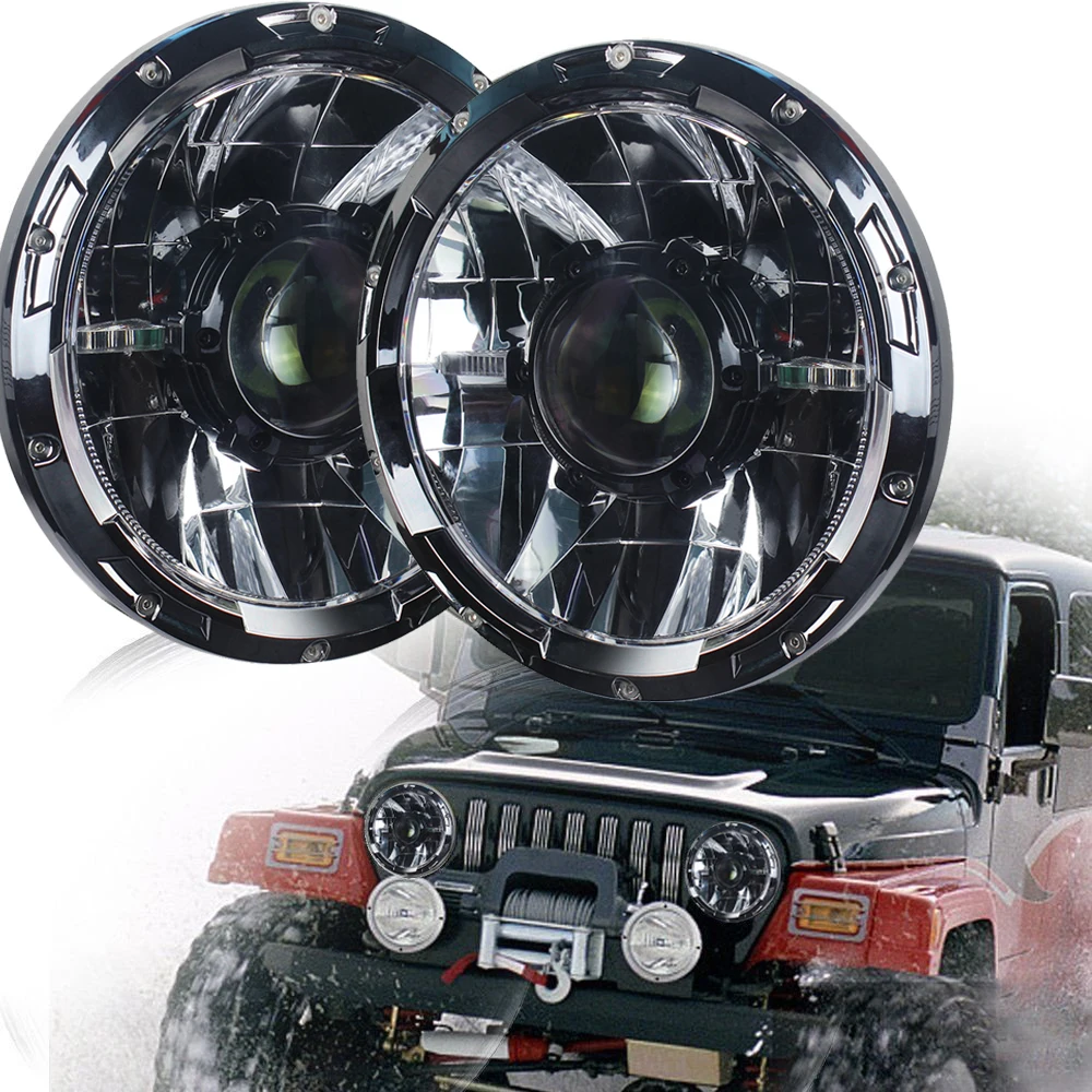 

New Laser Beam Headlight 7" 45W LED High low Beam DRL Laser Work Round Lights with Bracket for Jeep Wrangler JK TJ LJ lada niva
