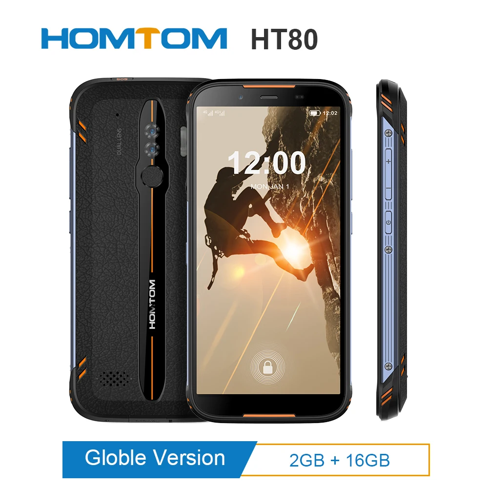 Original HOMTOM HT80 IP68 Waterproof Smartphone NFC function 4G LTE Android 10.0 5.5inch MT6737 Wir