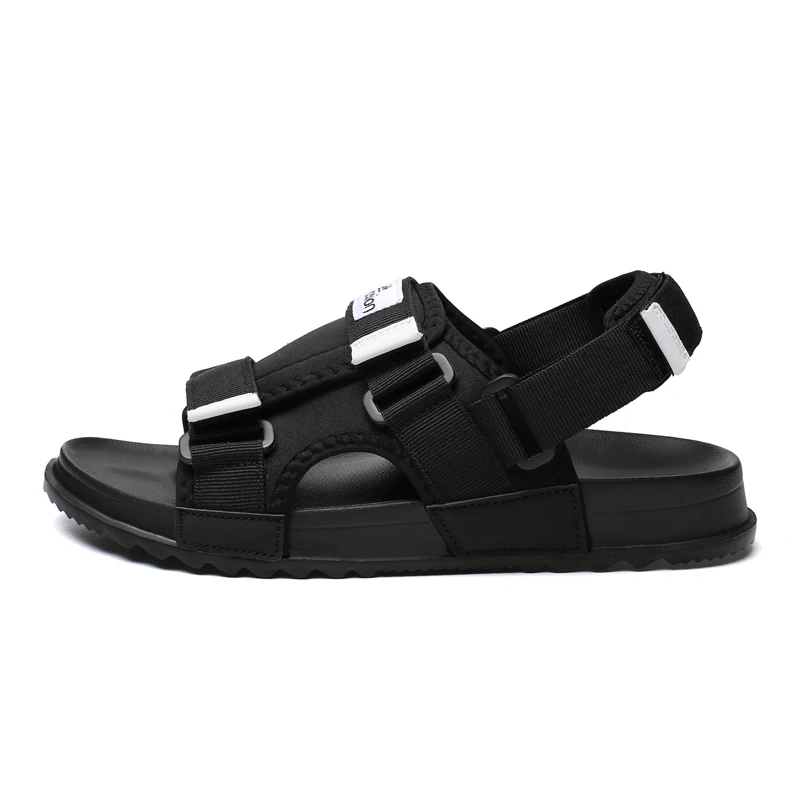 Roman letters comfortable denim summer new sandals men's platform flat elastic band men's daily casual shoes