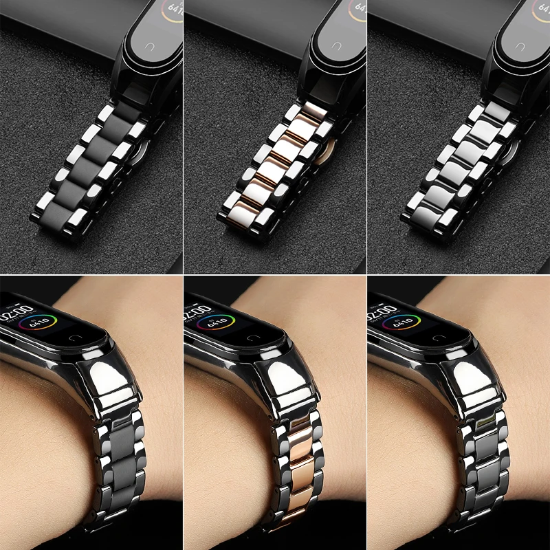 Керамический ремешок браслет для xiaomi mi band 5 ремешок для mi band 4 сменный ремешок с металлической пряжкой Регулируемый размер