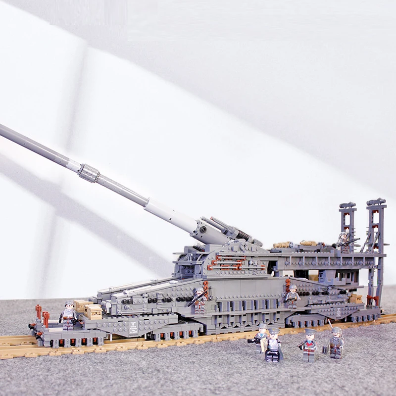 WW2 военный 3846 шт шверер Густав/Дора Строительный блок 1: 72 тяжелый Густав Леопард поезд пистолет Развивающие Кирпичи Игрушка мальчик
