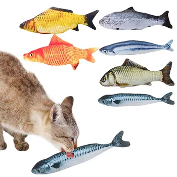 

1PCS 11.81in Cat Toy Realistic Fish Bite Resistant Cat Chew Toy Pet Toy Kitten Play Bite Toy with Catnip