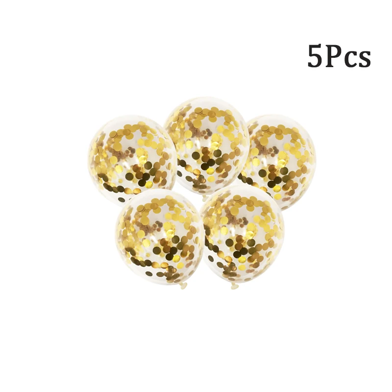 5Pcs gold balloon 1 Набор,, вечерние шары в канун нового года, реквизит для фото, бумажный баннер, пластина, рамка, коробки, наклейки для подарков, шары, декоративные принадлежности - Цвет: 5Pcs gold balloon