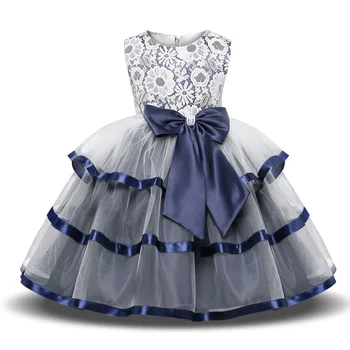

New Year Baby Girls Christmas Princess Tutu Big Bow Lace Flower Girl Dress For Wedding Banquet Kids Evening Dress Show Costume