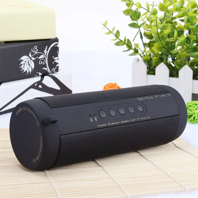 

T2 Waterproof Wireless Bluetooth Speaker Super Bass Subwoofer Outdoor Sound Box FM LED Light Portable Stereo Speaker