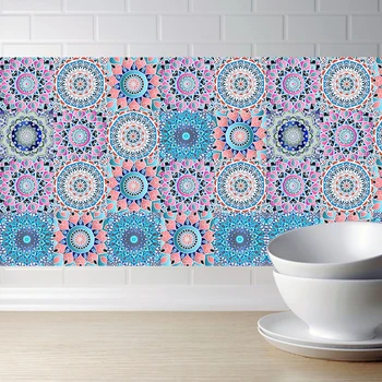 

Mandala Style PVC Waterproof Bathroom Kitchen Room Tile Stickers Tiles Wall Sticker Moisture Proof Wallpaper Simulation Tiles