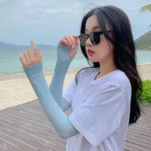 Summer Sleeves Arm Sleeves Ice Sleeves Soild Sunscreen Long Section Sun UV Protection Mens Sleeves Sport Gloves
