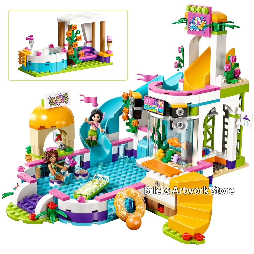 

Fit Friends 41313 Heartlake Summer Pool Swimming Set 589pcs Model Building Blocks Bricks Sets Toys Girls Children Gifts