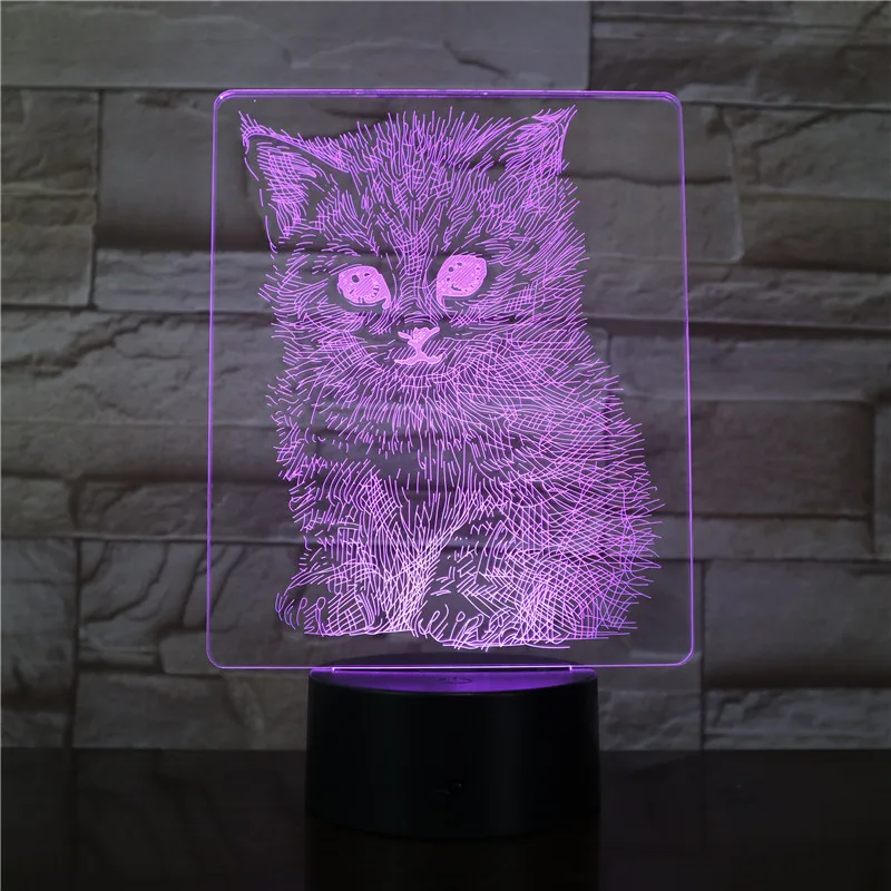 Реалистичная кошка 3D Светодиодная лампа с эффектом иллюзии ночные светильники USB 7 цветов Мигает Новинка Настольная лампа дети прикроватные украшения падение AW-3339