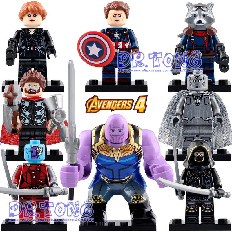 

50pcs KT1025 Avengers 4 Endgame Figures Captain America Black Widow Thor Vision Thanos Nebula Building Block Toys Gift