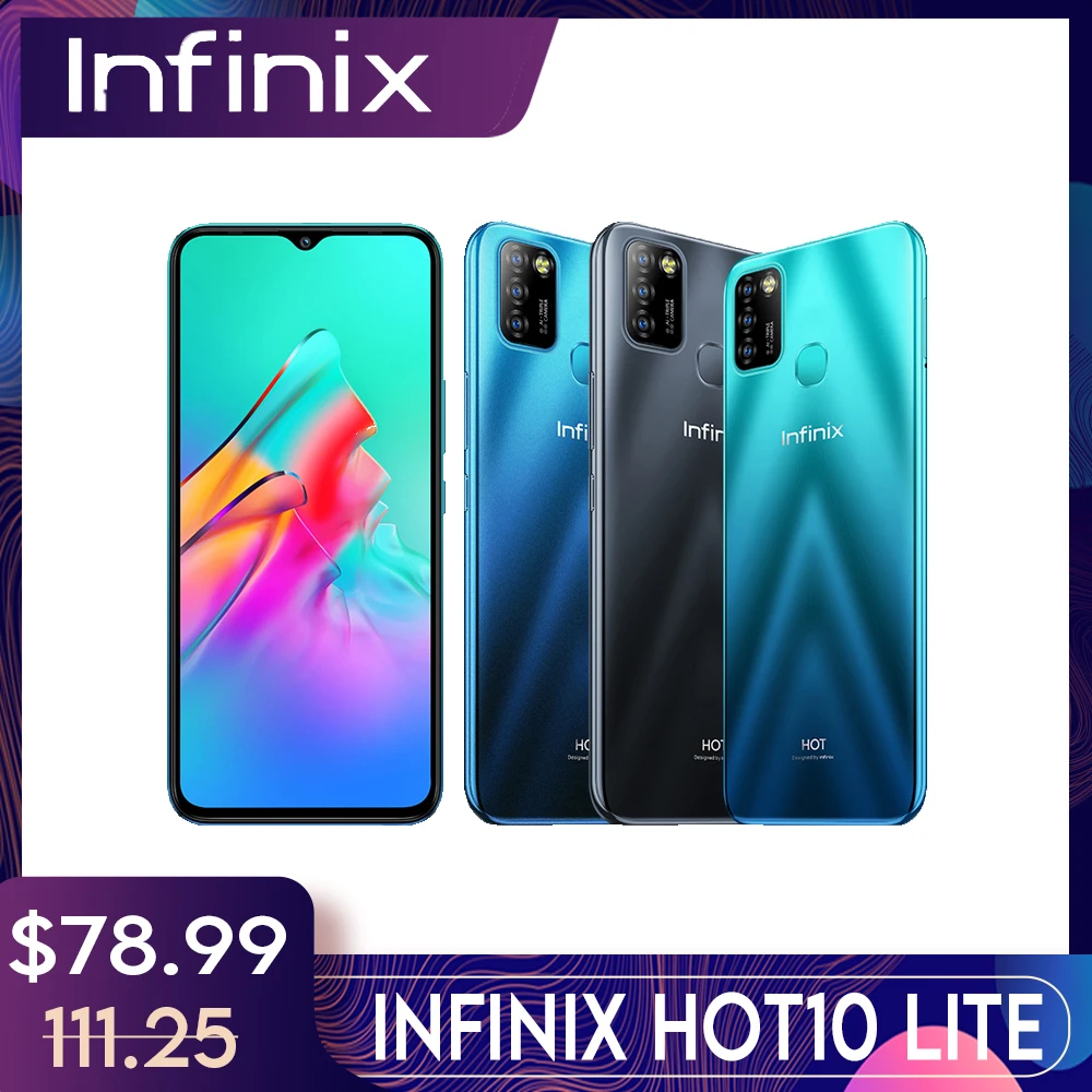 Смартфон на Андроид Infinix Hot10 Lite 2ГБ 32ГБ Диагональ 6 &quot HD Качество Дисплей 5000 мА/ч 13 MP