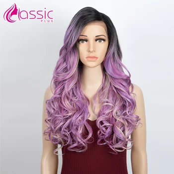 

Synthetic Wavy Wigs For Black Women 22 Inch Long Purple Lace Front Cosplay Wigs For Women Heat Resistant Wig Classic Plus