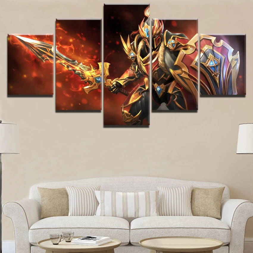  Printed Popular Posters 5 Set DOTA 2 Game Modular Pictures Popular Canvas Painting Bedroom Modern H