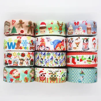 

5 Yards 1'' 25MM Christmas Day Printed Grosgrain Ribbons For Hair Bows/ Gift Packaging DIY Handmade Materials Y19072403
