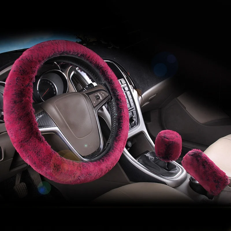C Аксессуары для салона автомобиля, чехлы на руль DIY/очень мягкая оплетка на руль, теплый мягкий плюшевый чехол - Название цвета: C