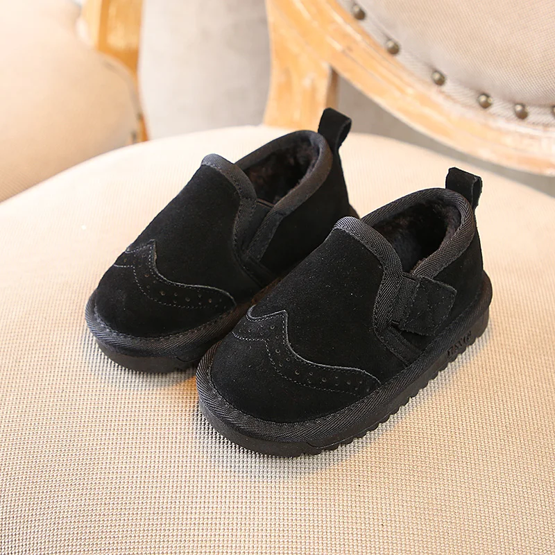 Новая плюшевая теплая детская хлопковая обувь детская зимняя Уличная Повседневная зимняя обувь сохраняющая тепло Британский Стиль Нескользящая SX231