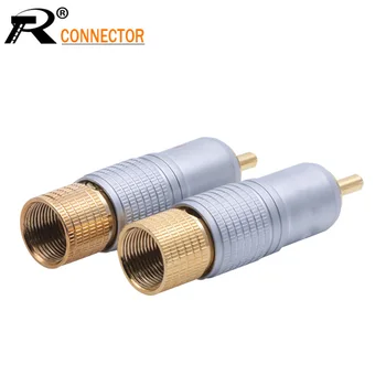 

2Pcs/1Pair Gold Plated Nakamich RCA Connector RCA male plug adapter Video/Audio Wire Connector Support 8mm Cable