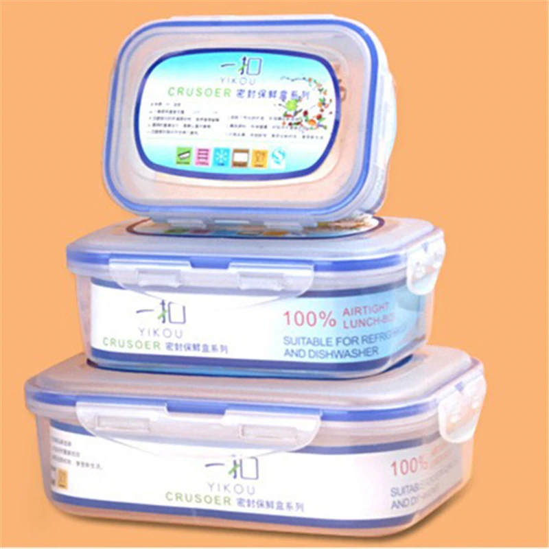 

Eco-Friendly 3-in-1 Microwave Lunch Box Bento Super Thick Transparent Food Container Set
