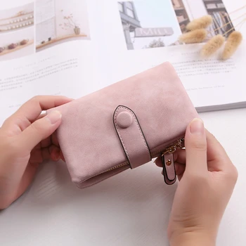 

2 Pcs Wallet for Women Trifold Small Female Purse Scrub Leather Women Wallet Short Soild Zipper Coin Purse Card Holders