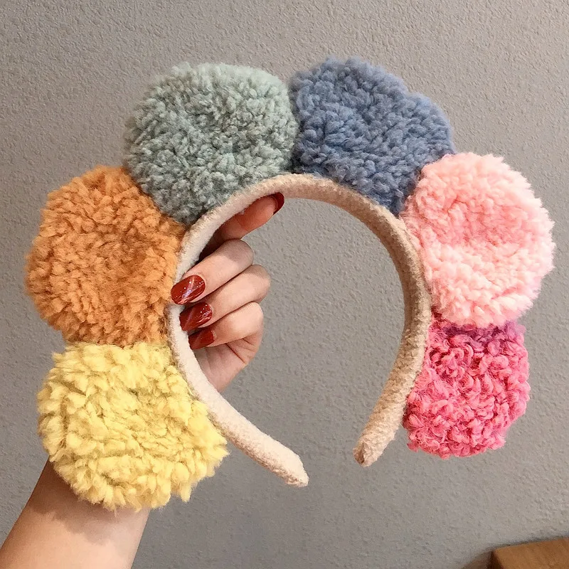 Colorful WARMOM/Зимняя повязка для волос с эффектом мытья лица и подсолнуха для родителей и детей, модная повязка для волос, милый головной убор, зимний головной убор, детские вещи - Цвет: Colorful