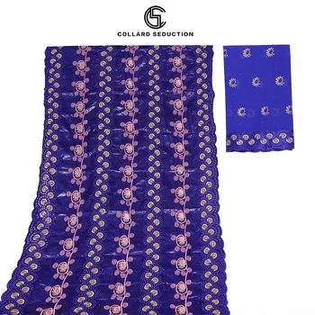 

CS violet african Bazin riche fabric with beads bazin brocade fabric for party dress with 2yards french lace african bazin lace