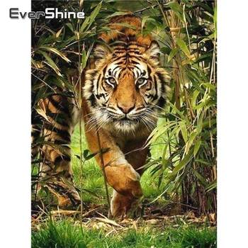 

Evershine Diamond Painting Tiger Cross Stitch Full Square Drill Embroidery Animals Mosaic Rhinestones Picture Needlework
