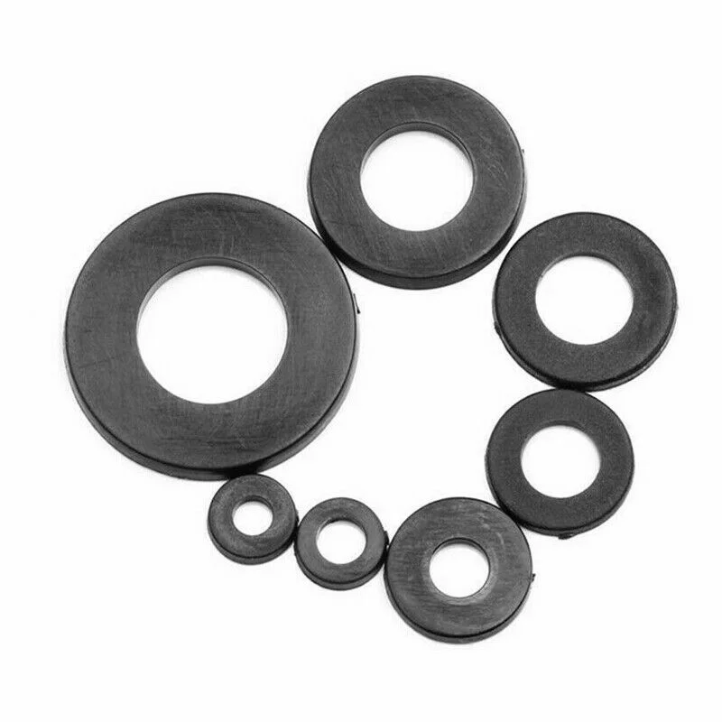 364Pcs Black Nylon Rubber Flat Ring Plain Repair Washer Gasket For Metric M2-M8 